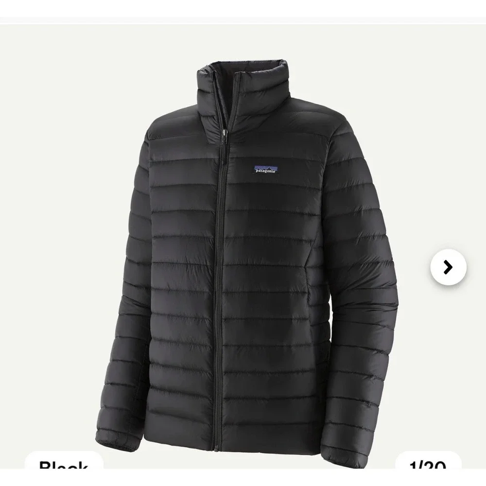 Patagonia Mens Down Sweater Jacket Black Puffer Full Zip 84674 XXL - Picture 2 of 8